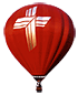 An air balloon with a cross, flying high